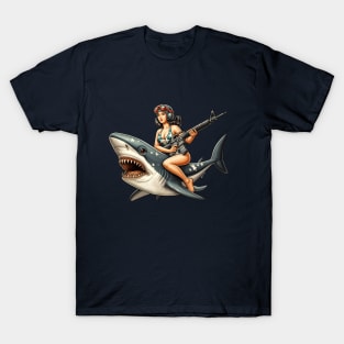 Tactical Girl and Shark T-Shirt